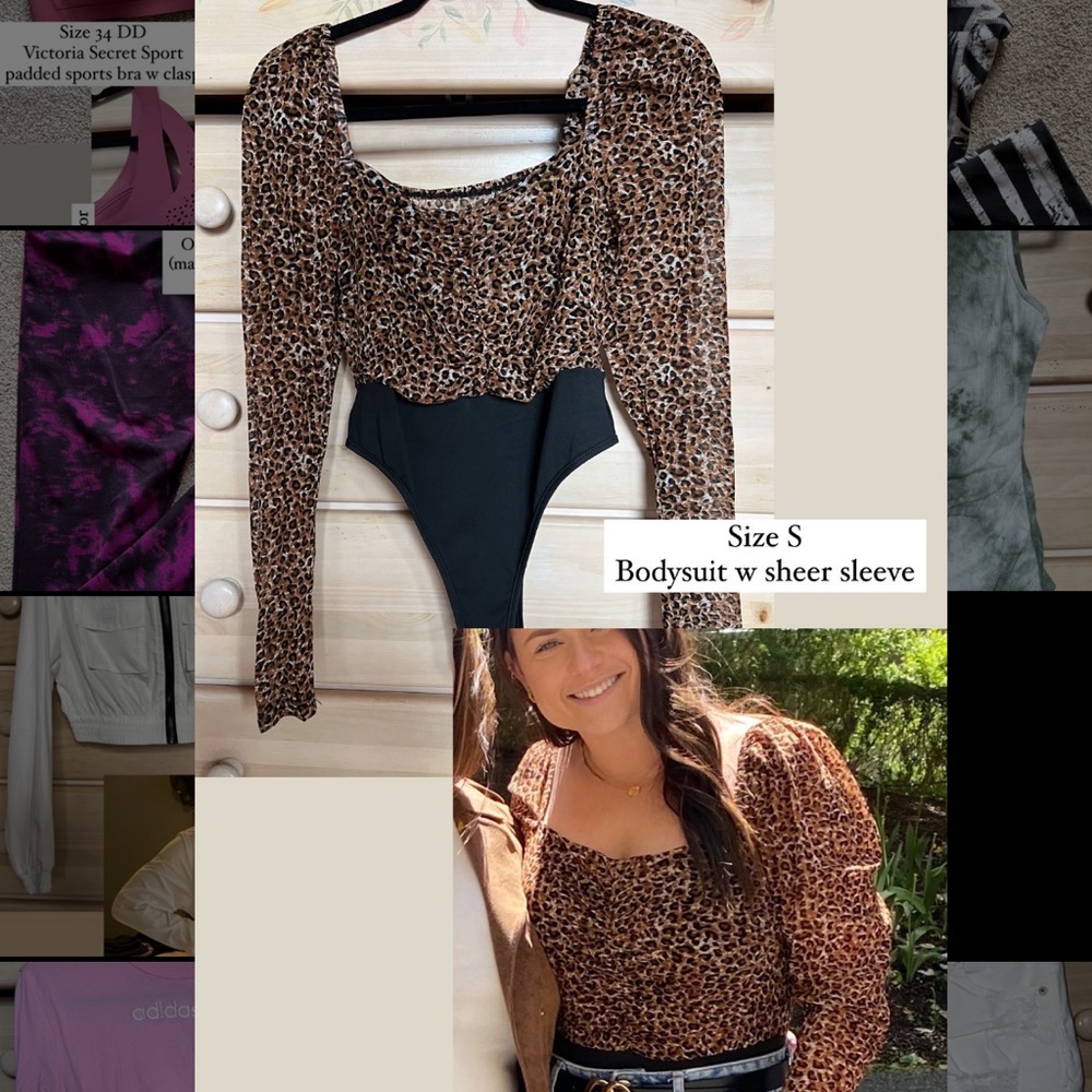 Cheetah Print Bodysuit w sheer sleeve
